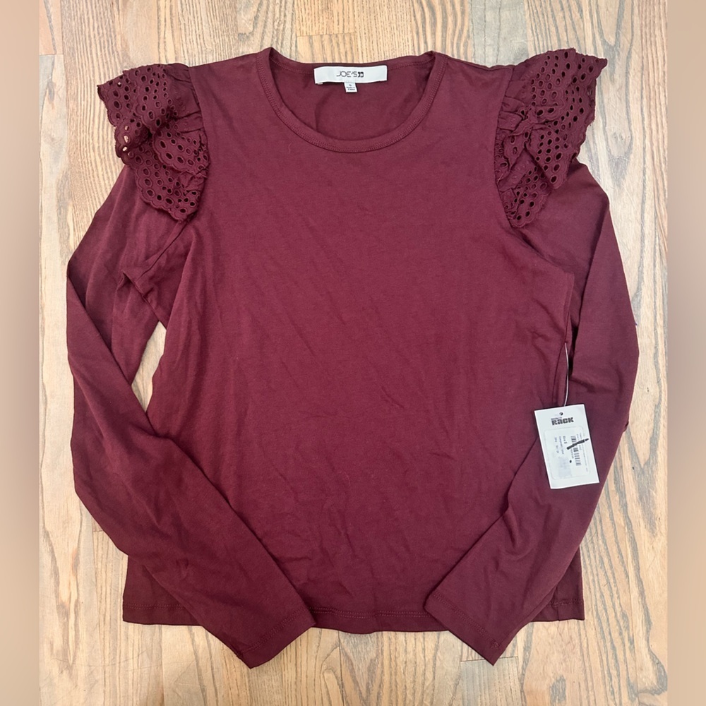 Joe's Jeans Maroon Eyelet Sleeve Blouse
